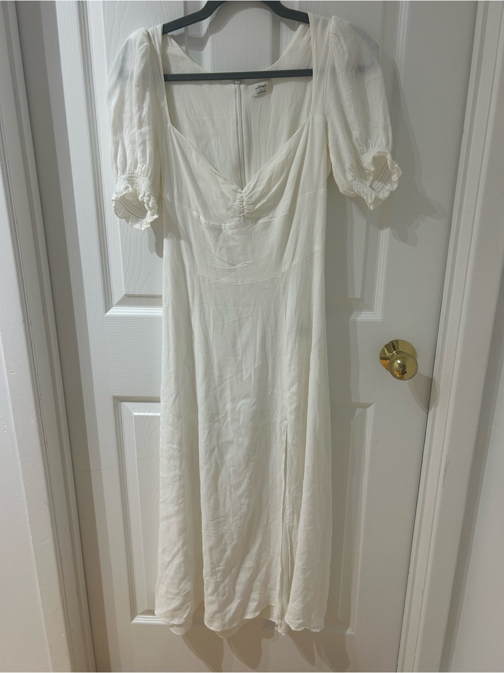 Wilfred Cream Midi Dress with Puff Sleeves